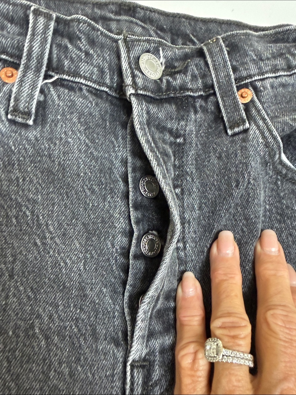 Levi's  501 Charcoal Straight Leg Jeans-Button Front - Picture 4 of 8